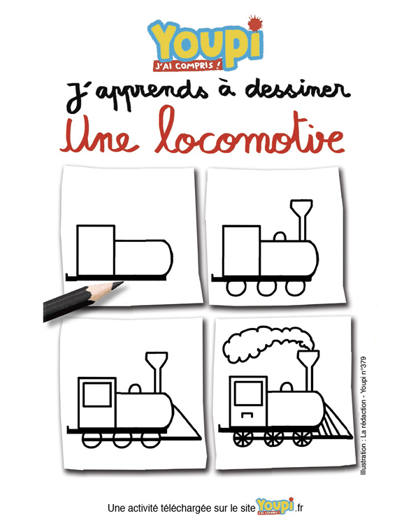 J'apprends à dessiner une locomotive