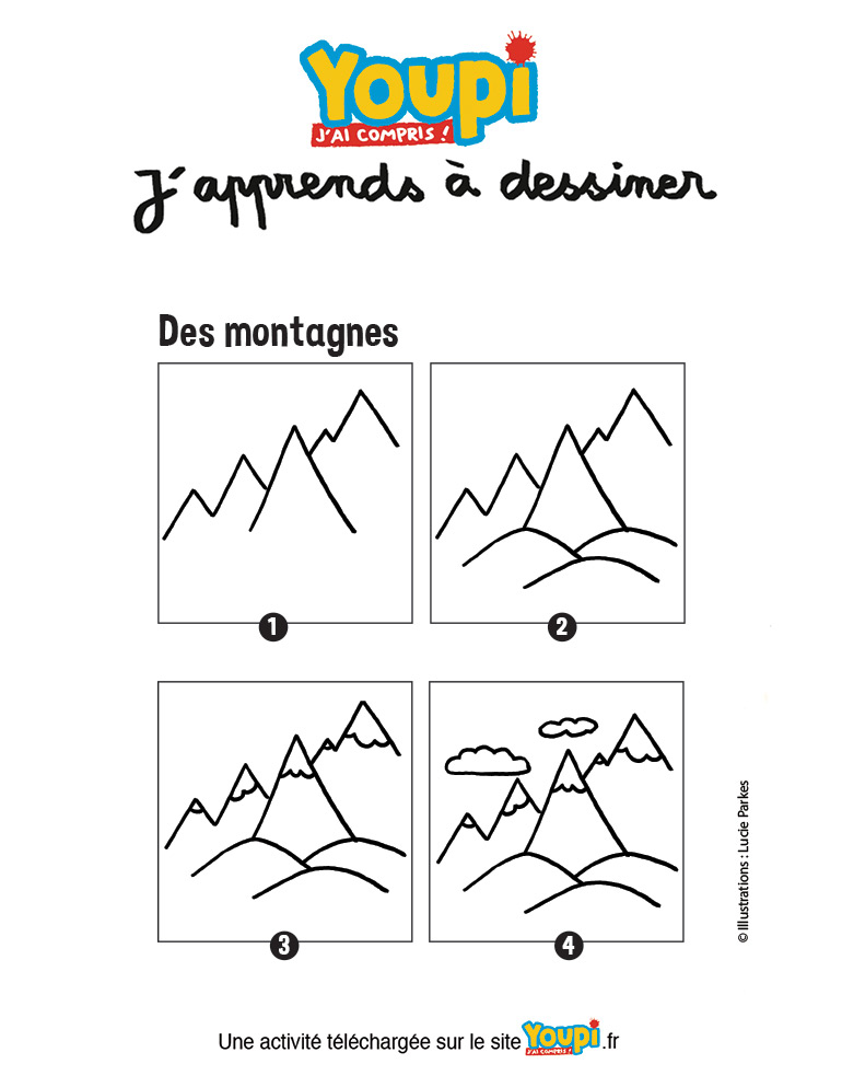 J'apprends à dessiner la montagne avec Youpi - Youpi Doc