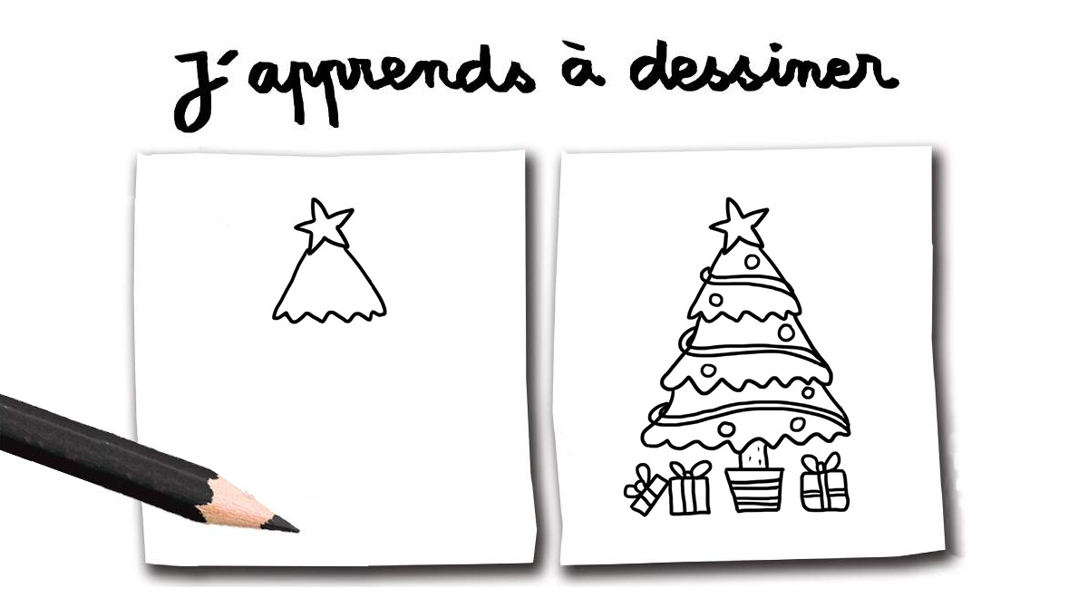 © Illustrations : Carole Gauthier. “J'apprends à dessiner un sapin de Noël”, Youpi n°399, décembre 2021.