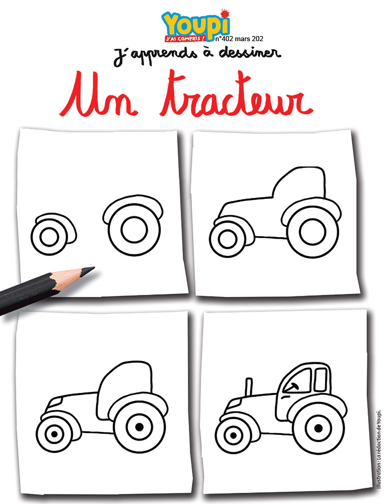 J'apprends à dessiner un tracteur avec Youpi - Youpi Doc