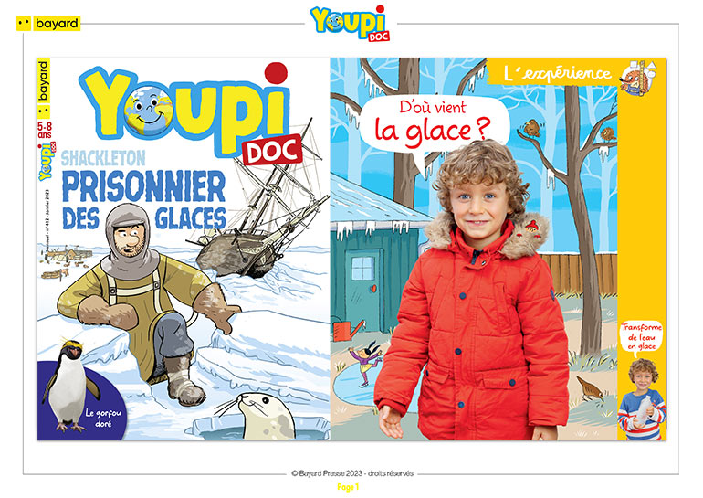 D'où vient la glace ? Youpi n°412, janvier 2023. Photo : Rebecca Josset. Illustration : Rémi Saillard.