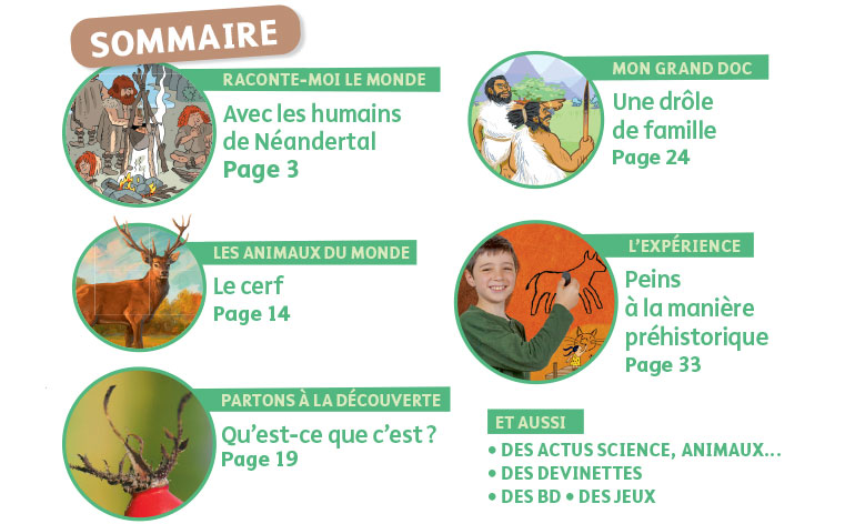 Sommaire du magazine Youpi Doc, n°446, novembre 2025. Comment vivait-on à la préhistoire ?